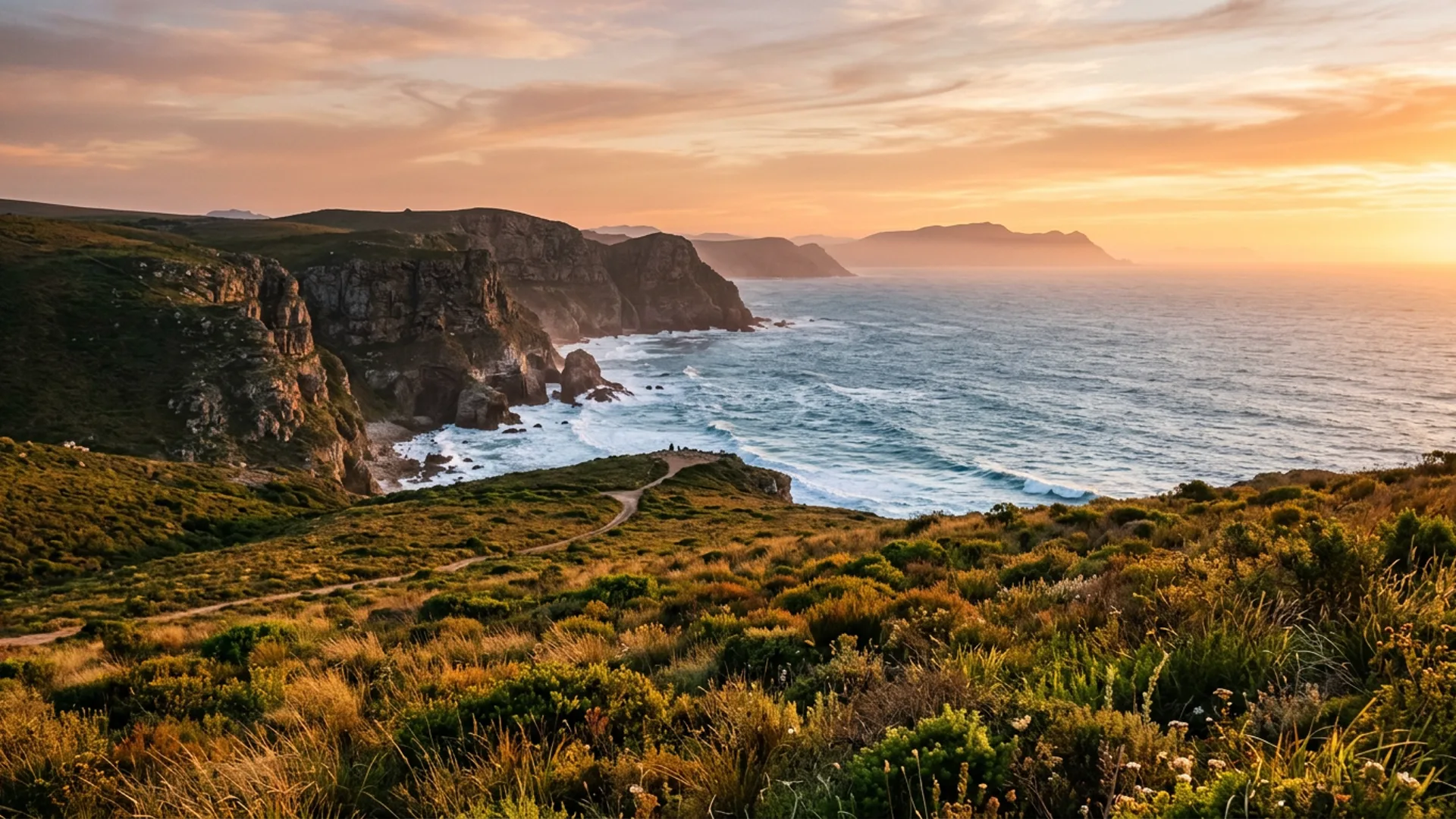 Overberg landscape at golden hour